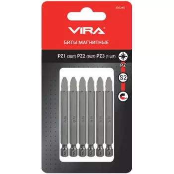Набор бит магнитных Vira 303245 PZx70 мм, 6 шт.