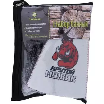 Набор для бани «Крутой мужик» шапка, мочалка, войлок, цвет белый