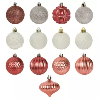 Набор новогодних шаров Christmas 5-6 см цвет розово-белый 25 шт.