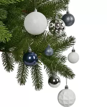 Набор новогодних шаров Christmas 8 см цвет синий 50 шт.