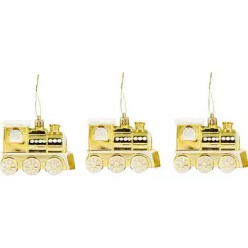 Набор ёлочных игрушек Поезд 4x7.2x9 см пластик золотой 3 шт.