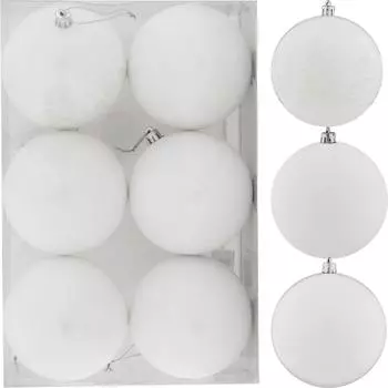 Набор ёлочных шаров 10 см цвет белый, 6 шт.