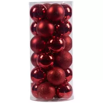 Набор ёлочных шаров 10 см цвет красный, 24 шт.