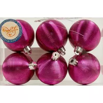 Набор ёлочных шаров 11,6 см, цвет фиолетовый 6 шт