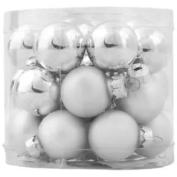 Набор ёлочных шаров, 2.5 см, стекло, цвет серебряный, 24 шт.