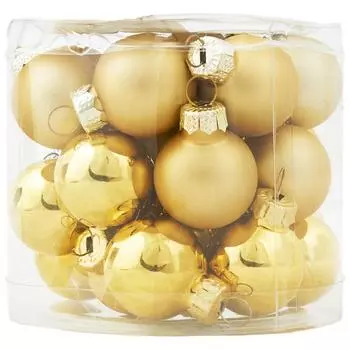 Набор ёлочных шаров, 2.5 см, стекло, цвет золотой, 24 шт.