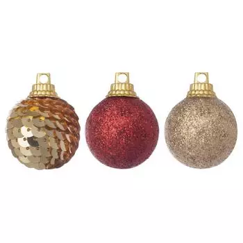 Набор ёлочных шаров, 3 см, 20 шт, цвет красный/золотой