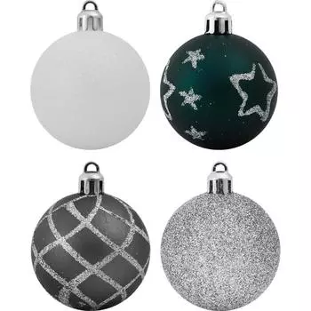 Набор ёлочных шаров, 5 см, цвет золотой/белый/бирюзовый, 15 шт.