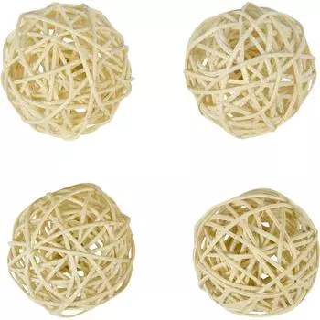 Набор ёлочных шаров, 7 см, ротанг, 4 шт.