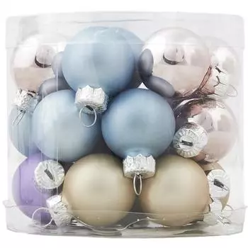Набор ёлочных шаров Нежное ассорти, 2.5 см, стекло, 24 шт.