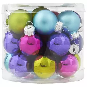 Набор ёлочных шаров Яркое ассорти 2.5 см, стекло, 24 шт.