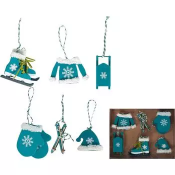 Набор ёлочных украшений 17 см, дерево, цвет голубой, 6 шт.