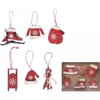 Набор ёлочных украшений ErichKrause Decor, 17 см, дерево, цвет красный, 6 шт.