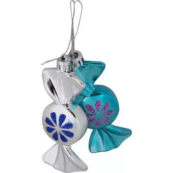 Набор ёлочных украшений «Конфеты», 10 см, пластик, 2 шт.