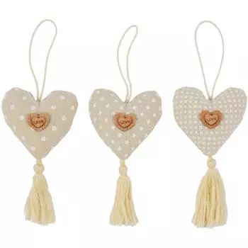 Набор ёлочных украшений «Сердечки хлопковые», текстиль, 3 шт.