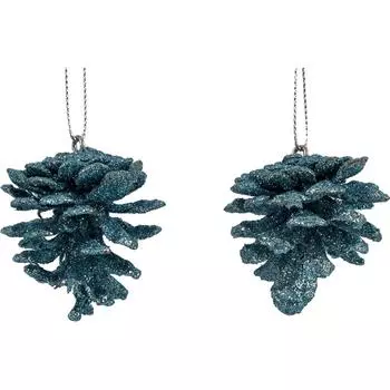 Набор ёлочных украшений «Шишки», 7.5 см, цвет голубой, 10 шт.