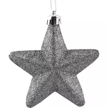 Набор ёлочных украшений «Звезда», 8 см, цвет серебряный, 3 шт.