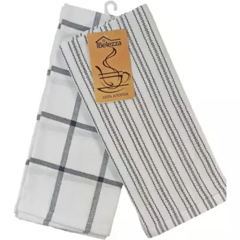 Набор полотенец вафельных Belezza Винсенте 090 40x60 см цвет серо-белый 2 шт.