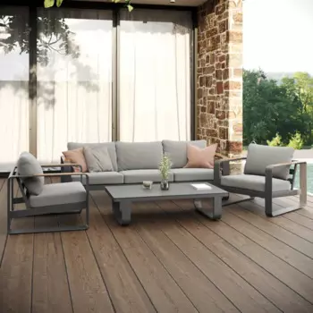 Набор садовой мебели Beginia Aldan алюминий серый стол, диван 1 шт, кресло - 2 шт