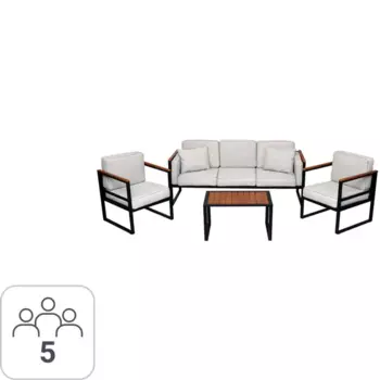 Набор садовой мебели Naterial Moneron металл/дерево/полиэстер серый/коричневый/черный: диван, стол и 2 кресла