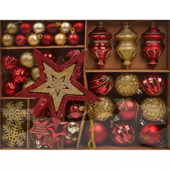 Набор шаров 70 шт пластик красный/золото