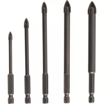 Набор сверл копьевидных по керамике и стеклу Dexter 133-00297, 5 шт.