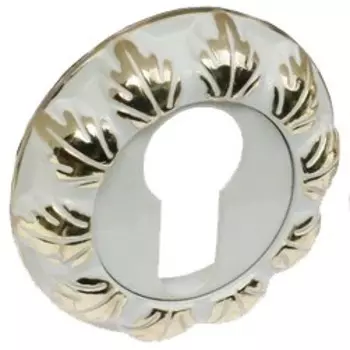 Накладка на цилиндр RENZ, цвет белый/глянцевое золото