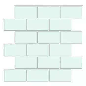 Наклейка декоративная 3D мозаика Мятный кирпич 25x25 см