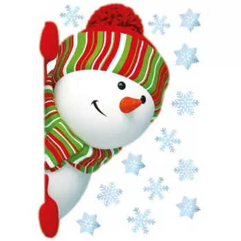 Наклейка "Снеговик выглядывает" 35x50 см