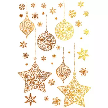 Наклейка Золотые елочные игрушки 1 шт.