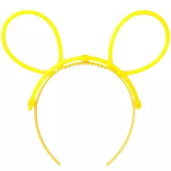 Ободок маскарадный светящийся с ушками, цвет жёлтый