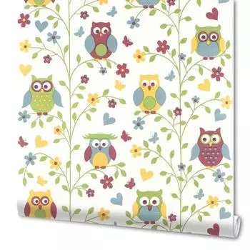 Обои бумажные Брянские обои Совы голубые 0.53 м С6БР