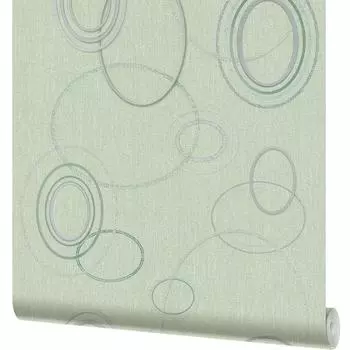 Обои бумажные Московская Обойная Фабрика Овал Деним зеленые 0.53 м 231862-7