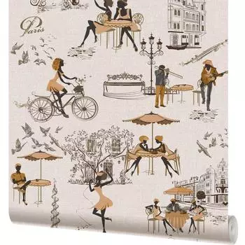Обои бумажные Московская Обойная Фабрика Парижанка бежевые 0.53 м 239922-9