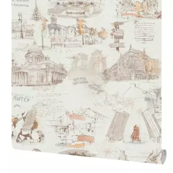 Обои бумажные Московская обойная фабрика Питер бежевые 0.53 м 6351-4