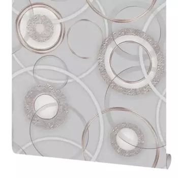 Обои бумажные Московская обойная фабрика Рондо серые 0.53 м 6306-5