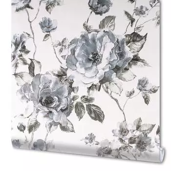 Обои бумажные Шиповник 0.53 м 46119 бело-черные