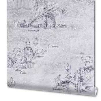 Обои бумажные Тревел серые 0.53 м 345-06