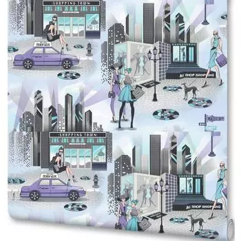 Обои флизелиновые Артекс Модницы фиолетовые 1.06 м 10293-03