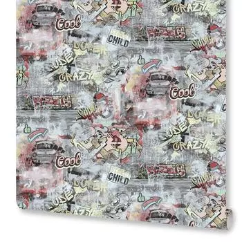 Обои флизелиновые Euro Decor Street ART серые 1.06 м 7096-22