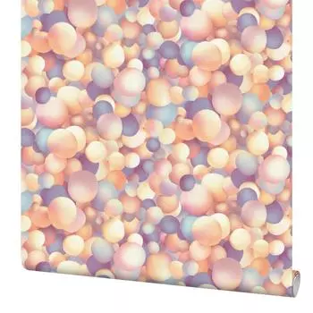 Обои флизелиновые Home Color Bubbles оранжевые/фиолетовые 1.06 м HC71650-51
