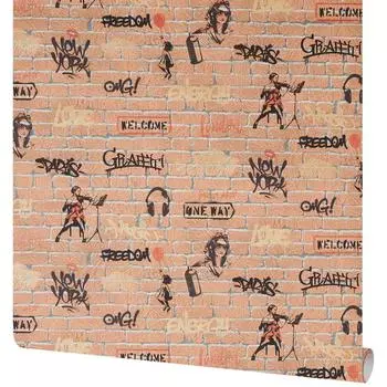 Обои флизелиновые Индустрия Brooklyn оранжевые 1.06 м 168374-15