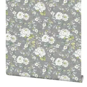 Обои флизелиновые Inspire Diego Flora серые 1.06 м 643046