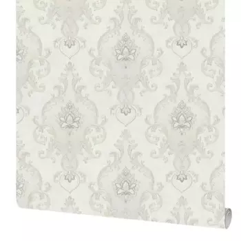 Обои флизелиновые Московская обойная фабрика Виктория бело-серые 1.06 м 4250-1