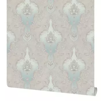 Обои флизелиновые Московская обойная фабрика Виктория кофейно-бирюзовые 1.06 м 4250-3