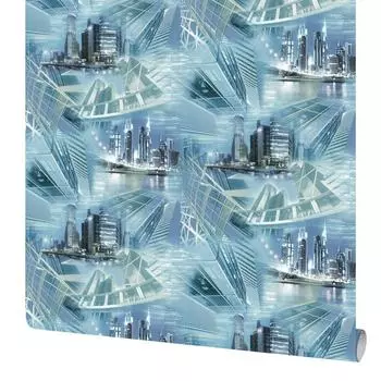 Обои флизелиновые VOG Collection Города синие 1.06 м 168353-01