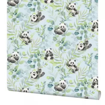 Обои флизелиновые Wall Up Dream Панда голубые 1.06 м 653526