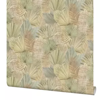 Обои флизелиновые Wall up Holiday бежево-зеленые 1.06 м 647549