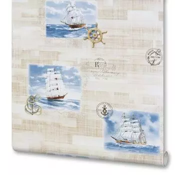 Обои на бумажной основе Фрегат 587 287 01, 0.53x10 м, цвет бежевый