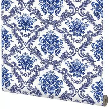 Обои виниловые Классика Дамаск синие 0.53 м 10026-66